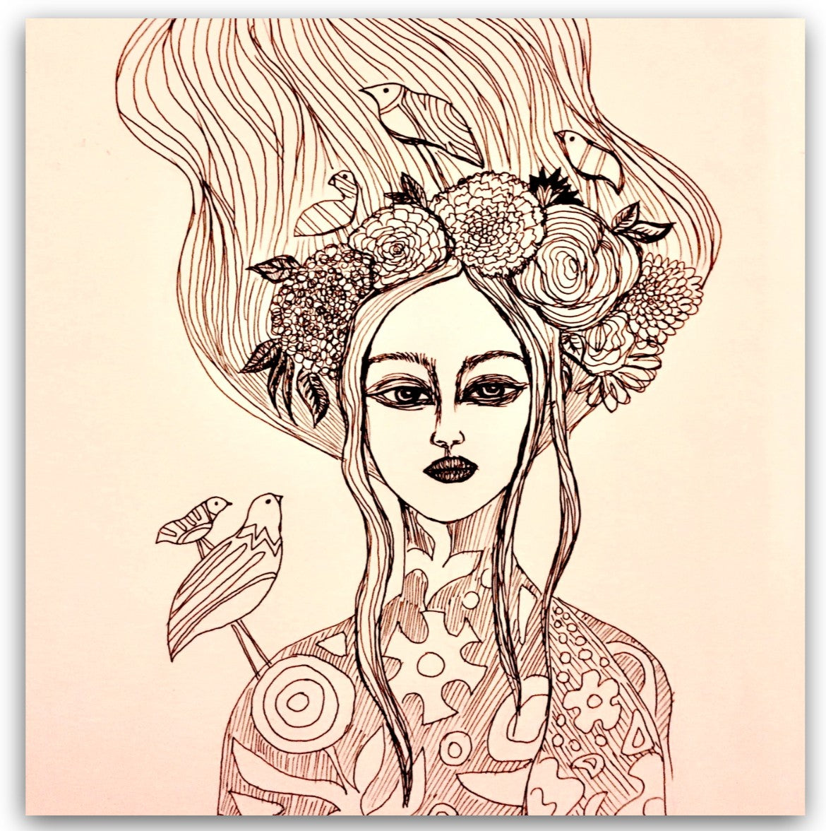 ragazza con i fiori nei capelli